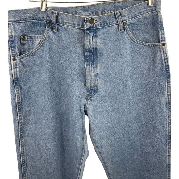 Wrangler Jeans Men's 40x34 Blue Regular Fit Workwear Denim Flat Front - Picture 3 of 7